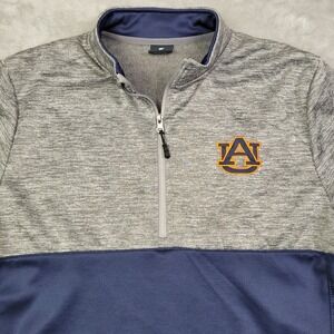 University Of Auburn Men's XL Blue Grey Long Sleeve 1/4 Zip Pullover Colosseum